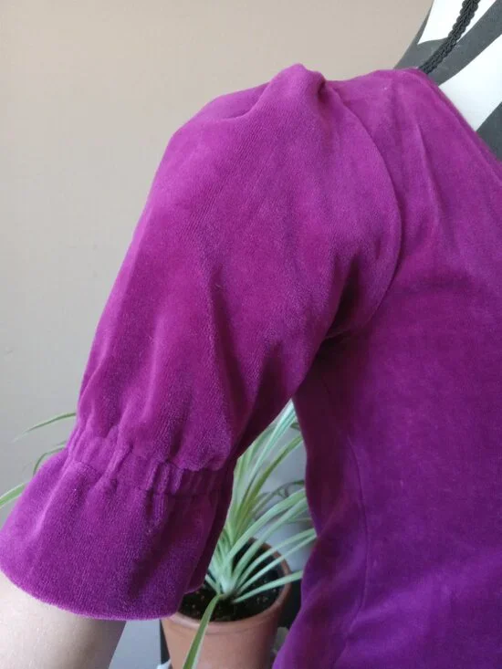 Fucshia Velour Puff Sleeve Top - Picture 2 of 3